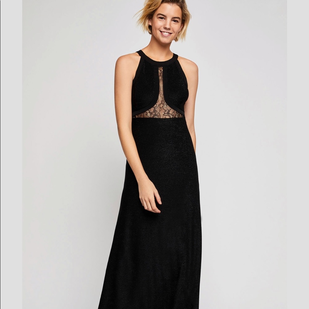 BCBG Crew Neck Lace Inset Maxi Dress - Picture 2 of 13